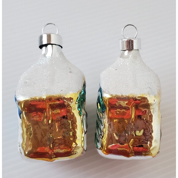 2 Vintage Glass Cabin Cottage House Christmas Ornaments Bradford Novelty Snowcap - Picture 5 of 7